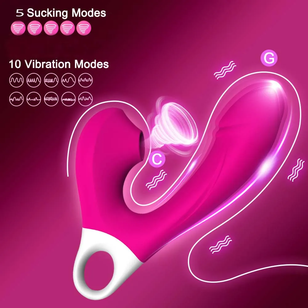 Strong Earthquake Sucking Massage Stick Vibrator 10 Frequency Vibration & 5 Frequency Sucking Female Masturbator Adult Sex Toy_voghion.com