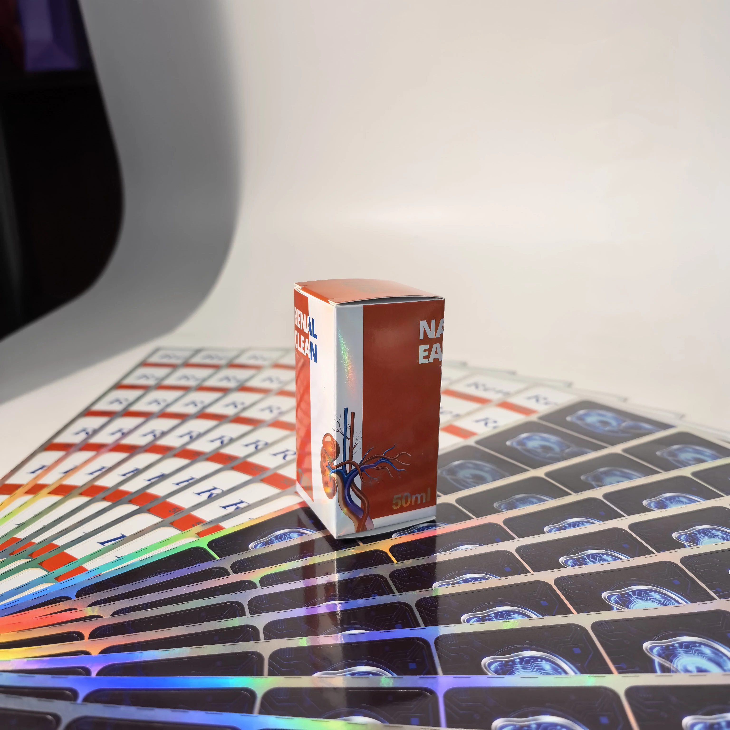 Shiny Holographic Foil Stamped Box with Insert Trays for 1ml to 10ml Pharmaceutical Glass Bottles & Trays - Luxury Cosmetic & Medicine Packaging