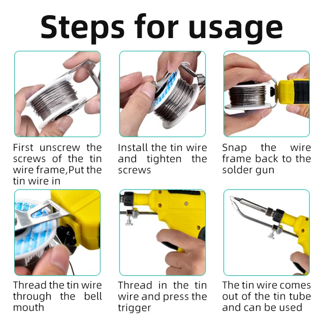 60W Hand Manual Automatic Soldering Iron Gun Kit for Electrical Digital Repair Rework With Desoldering Pump and 50g Tin Wire
