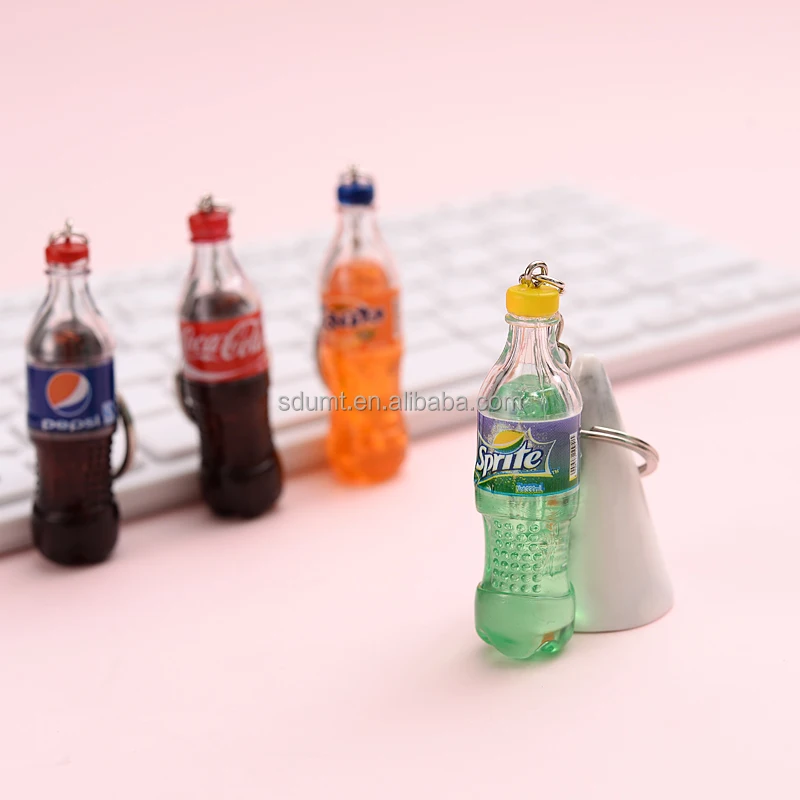 Mini Beverage Bottle Keychain Pendant Wholesale Simulation Carbonated