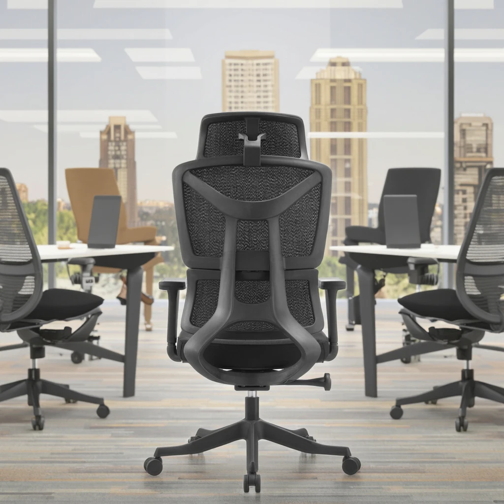 PP Frame Dual Back Support Ergonomic Chair Height Adjustable Headrest Wide Fixed Armrest Durable Construction 6