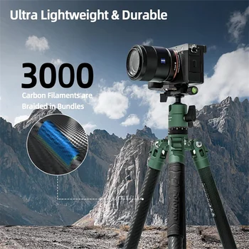 Carbon Fiber Light Stand Tripod 60 Inch Compact Travel Ball Head Tripod 360 Degree Ball Head Professional Camera Stand detail image
