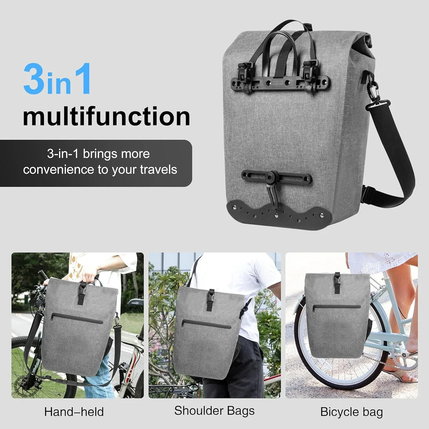 New Design 3 In 1 Bicycle Bag Bike Pannier Waterproof Large Capacity