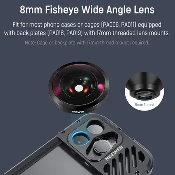NEEWER 8mm HD Fisheye Lens Phone 220 Wide Angle for 17mm Lens Threaded Backplane Fisheye Lens for Iphone- LS-29 detail image