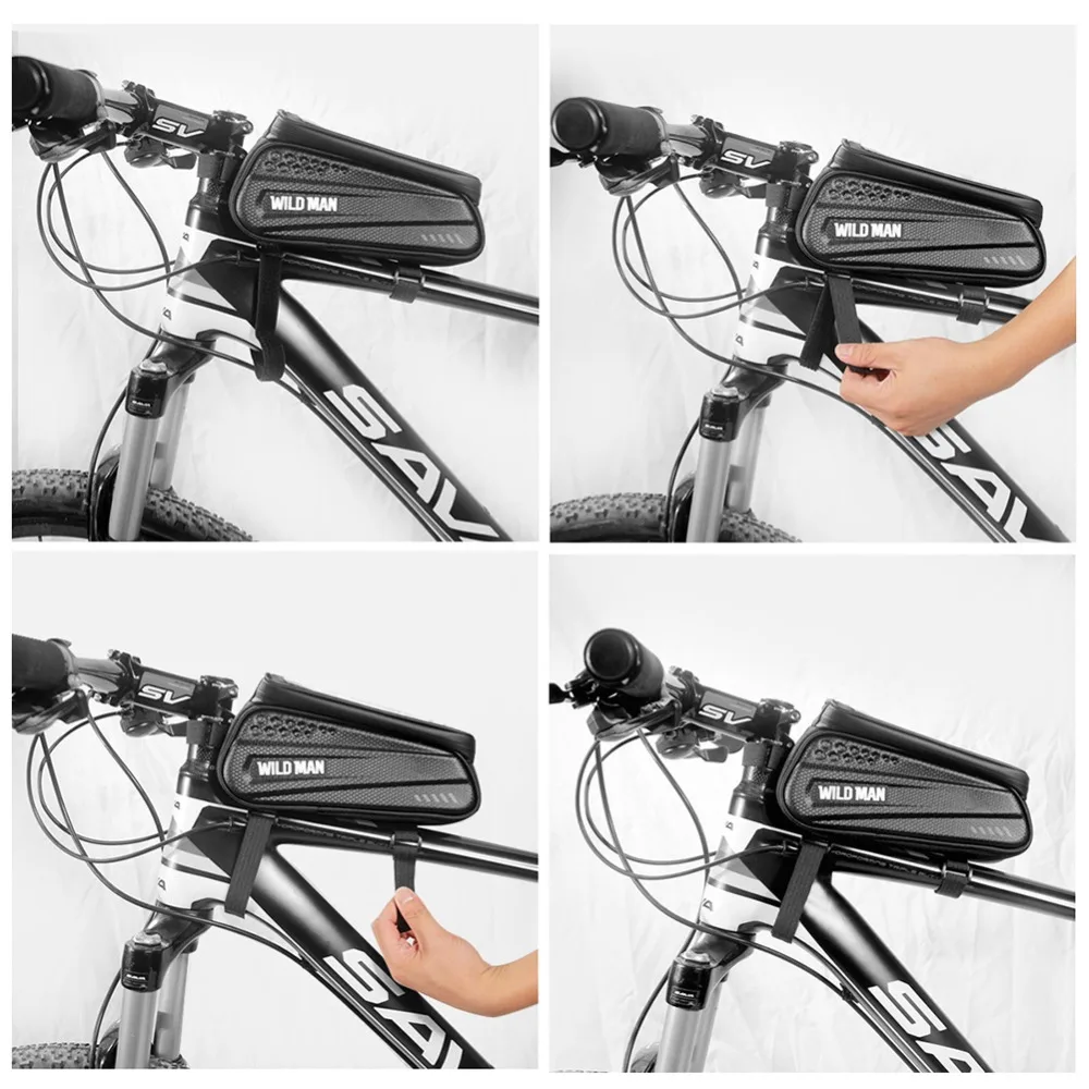 Superbsail Portable WILD MAN Bicycle Bag Waterproof Bicycle Phone Touchscreen Phone Case Holder Cycling Top Tube Frame Bag manufacture