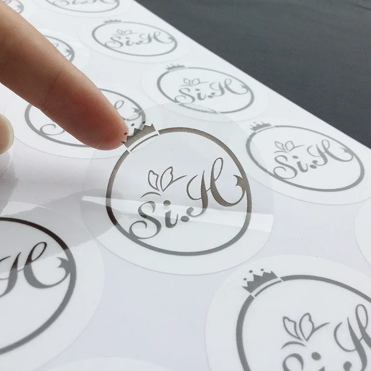 Logo Name Custom Stickers Printing Transparent Labels Clear Gold Foil Self Adhesive Private Sticker