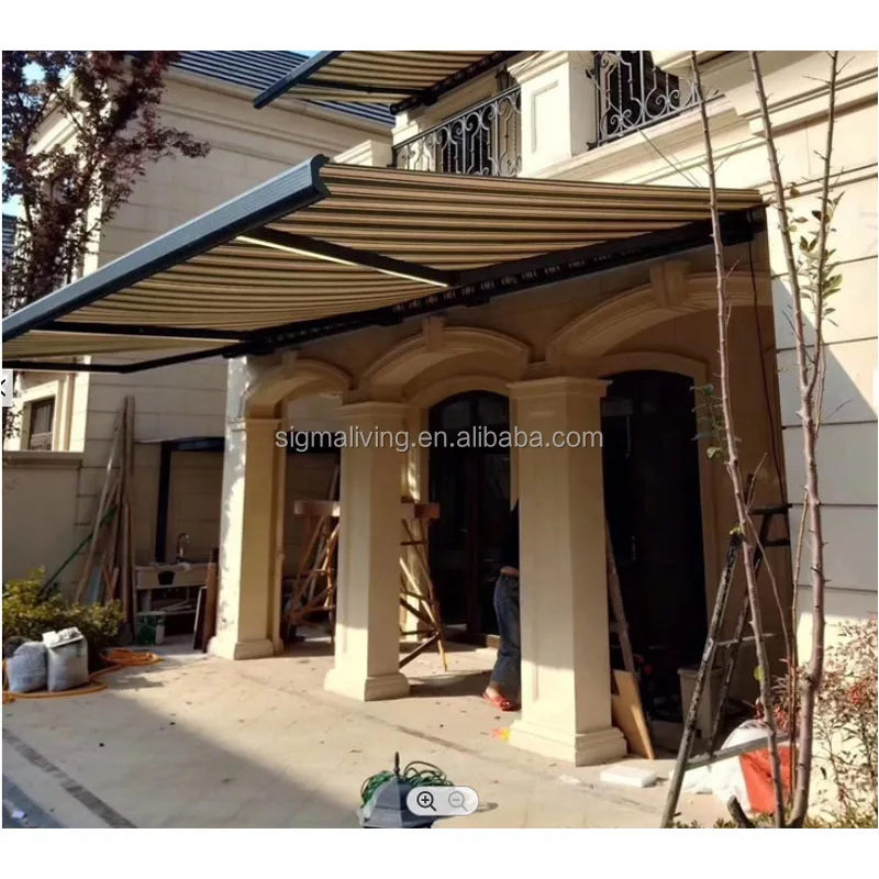 Customized new outdoor aluminum  full cassette retractable awning with LED