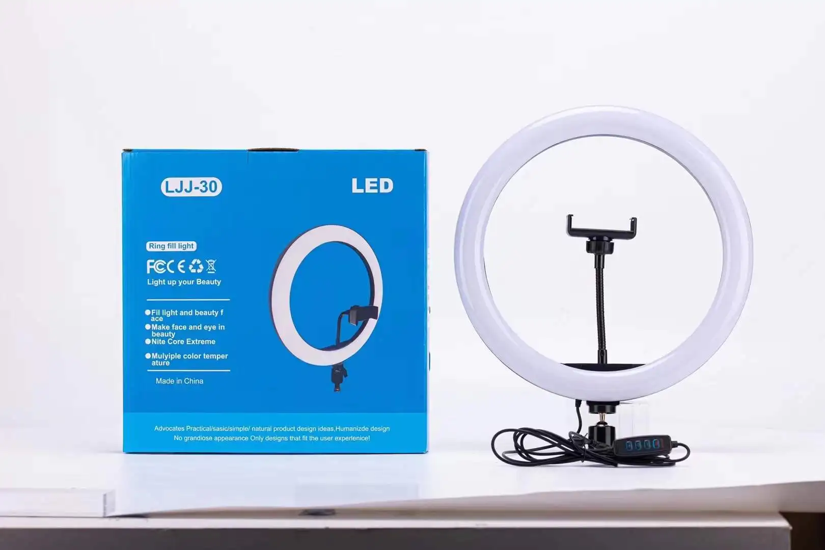 Anillo de luz LED profesional de 12 pulgadas con soporte de