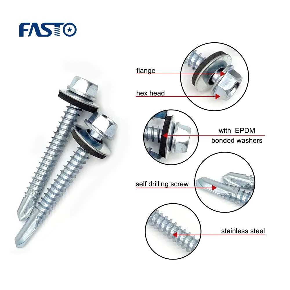 Hex Washers Head Self Drilling Steel Roofing Screws Self Drilling Screw