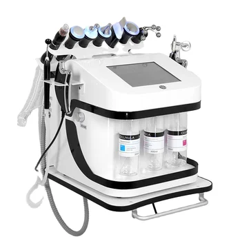 10 in 1 Hydra Oxygen Facial Machine for Home Use Dermabrasion & Massage Injection LED EMS Technology Peel Head Skin Care Beauty