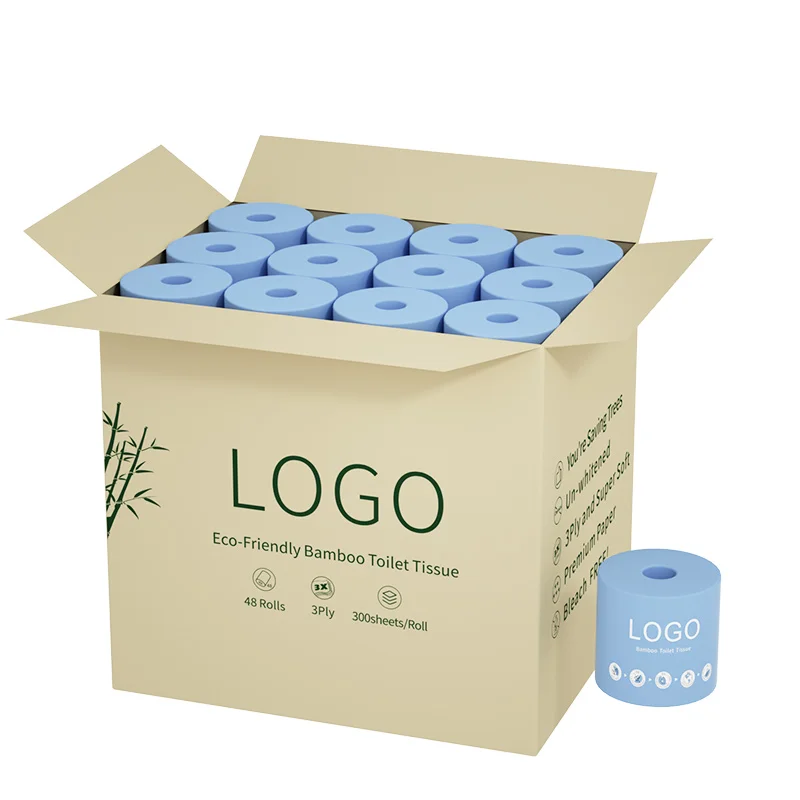 Lampure Private Label Toilet Paper Biodegradable 3Ply Bamboo Toilet Tissue Ultra-Soft No Crumb Toilet Tissue Virgin Bamboo Paper