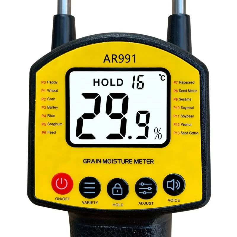 Digital Humidity Meter Cereal Moisture Meter AR991 Smart Sensor for Use in Corn Wheat Rice Grains Wheat Flour Monkfish Seed