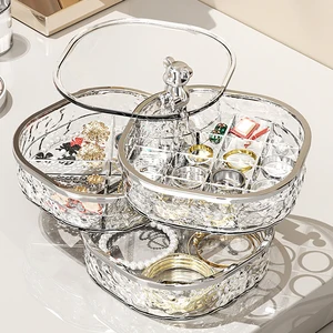 Rotatable Plastic Double-layer Cosmetic Storage Box Modern Design Case Makeup Jewelry Organization Table