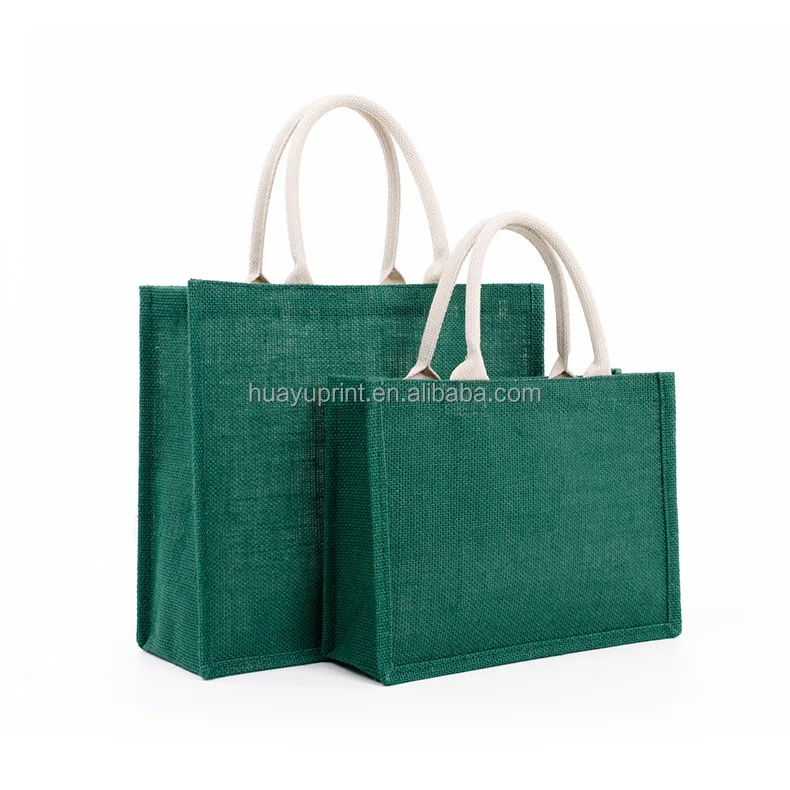 Eco-friendly Wholesale Fashion Burlap Bag Shopping Bag Portable Burlap Eco Laminating Jute Tote Bag Printable Logo factory
