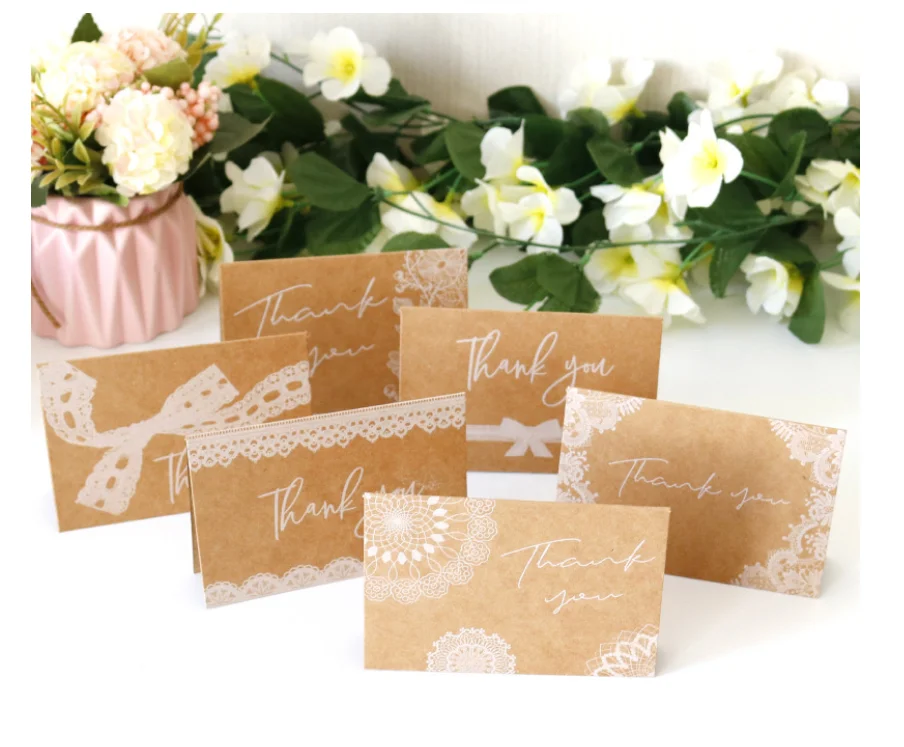 Vintage lace Thank you card creative greeting card envelope sticker set DIY blessing message card 6 sets