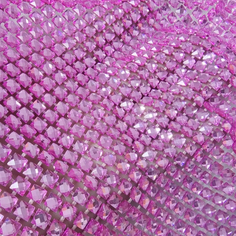 Fischnetz-Strass-Spandex-Stoff - Rosafarbener Spandex-Fischnetz-Stoff  Meterware