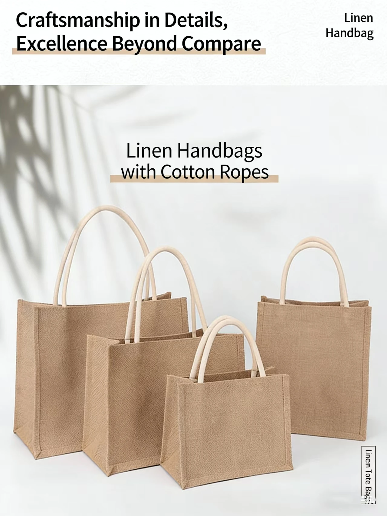 Custom Designer Eco-friendly Jute Bag Modern Reusable Linen Shopping Tote with Your Business logo for Welcome Gifts preview 3