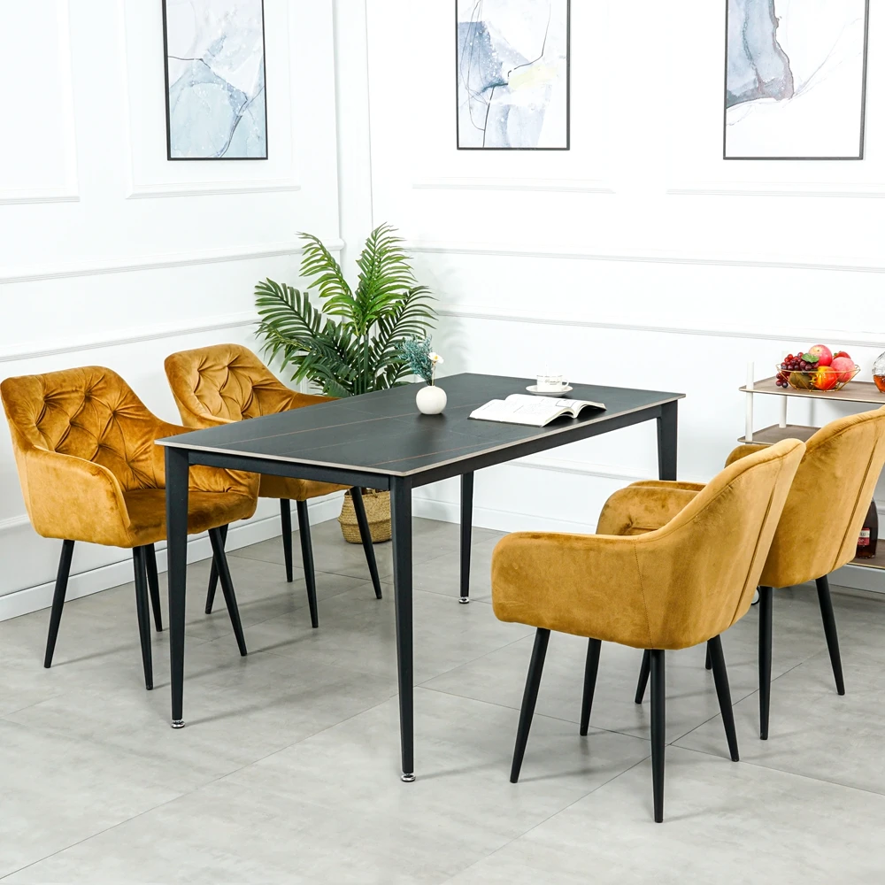 Современный роскошный набор мебели в скандинавском стиле для дома ресторана столовой Прямоугольный Обеденный стол с мраморным покрытием из спеченного камня на 4 и 6 места