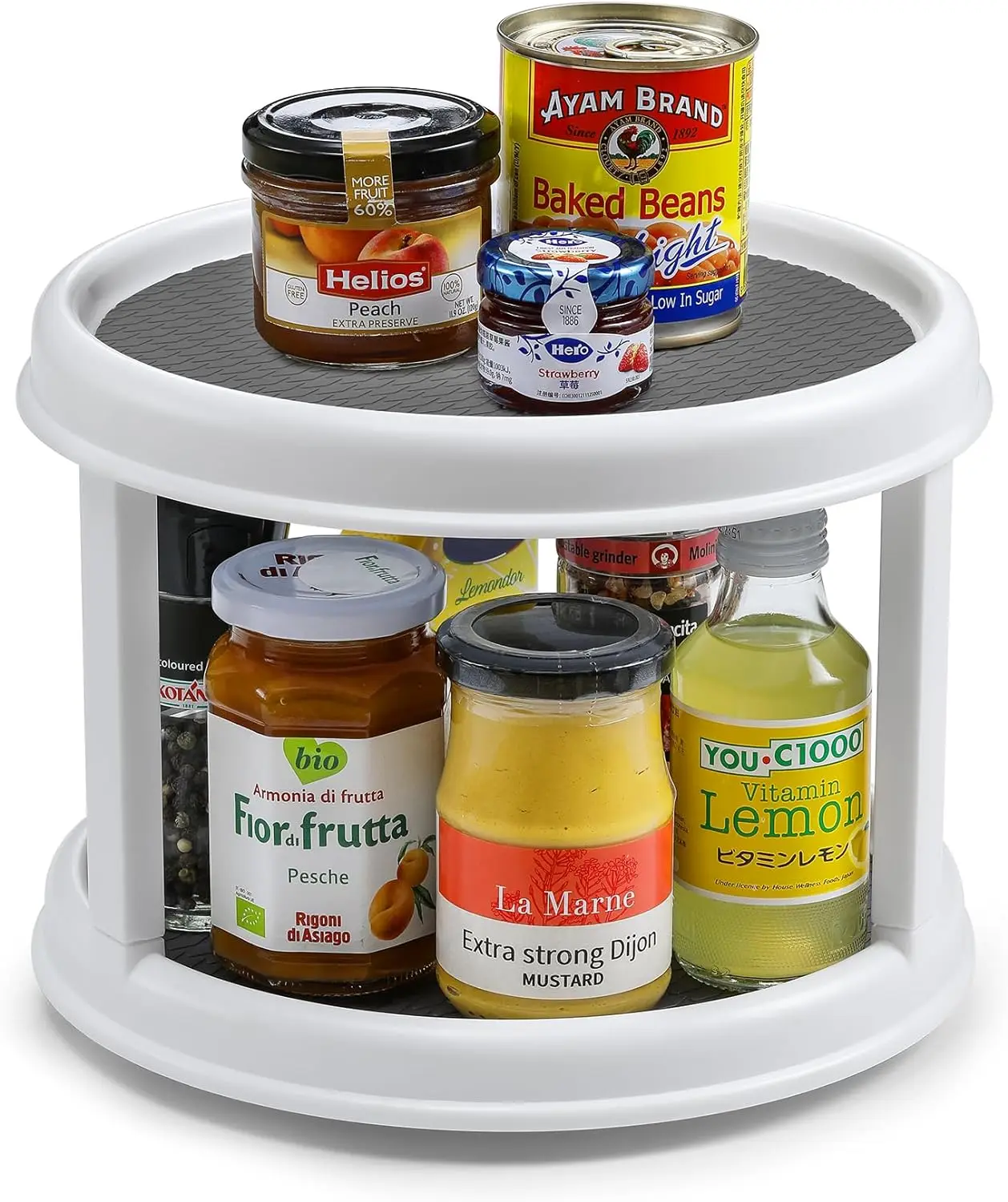 2-Tier 10-Inch Turntable Lazy Susan Spice Organizer Rotating Rack ...