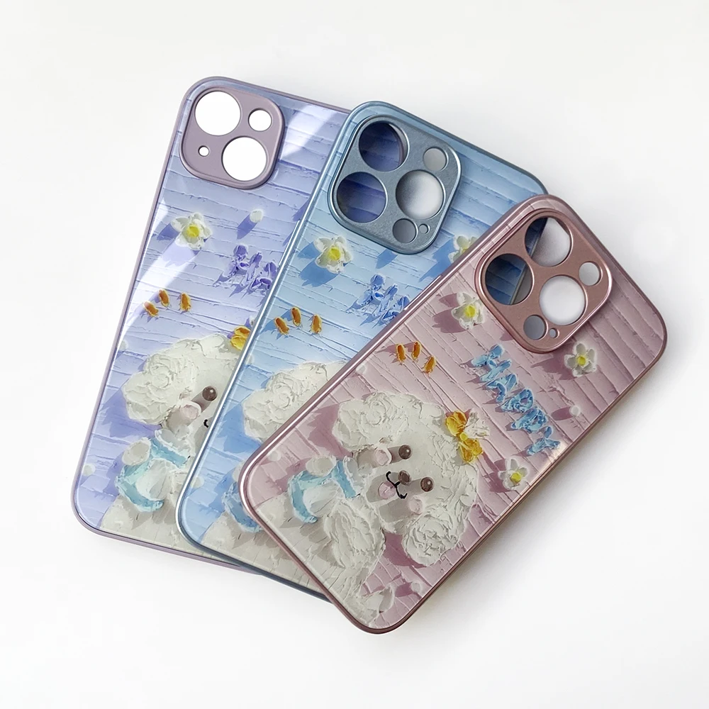 Trident Dog Printing Hard Back Glass Sublimation Ladies Mobile Cover Phone Cases for samsung