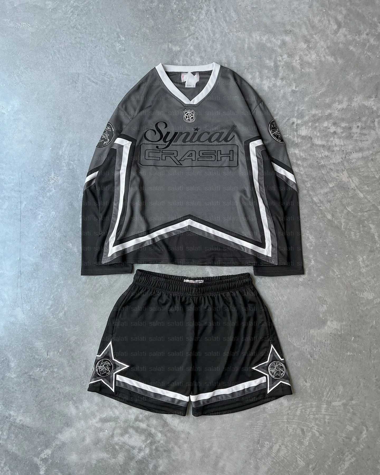 Soccer Jersey Manufacturer Custom Print V Neck T-shirts Retro Oversized Long Sleeve Vintage Retro Mesh Football Jersey for Men gallery 3