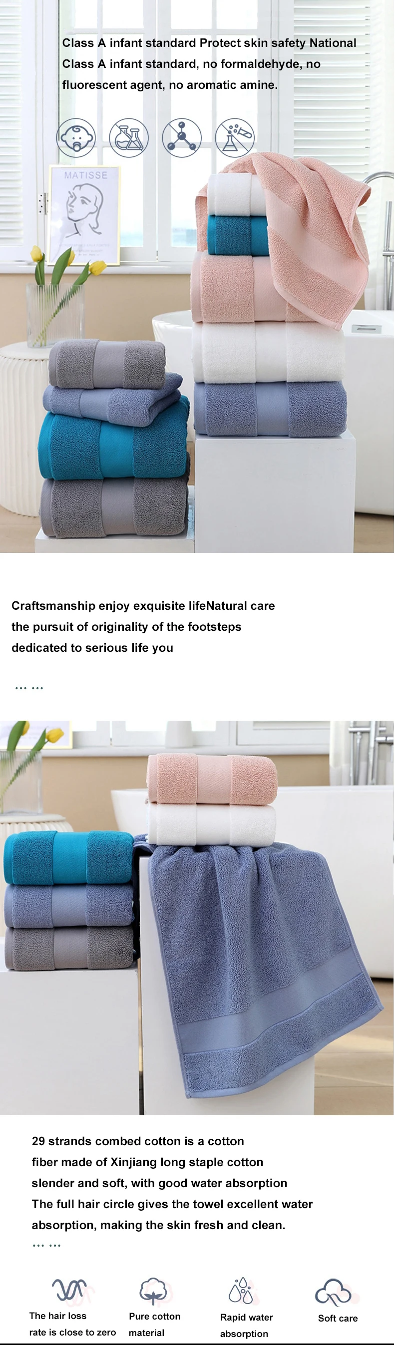 All cotton absorbent household necessities Return beauty Salon Hotel couple gift cotton face towel details