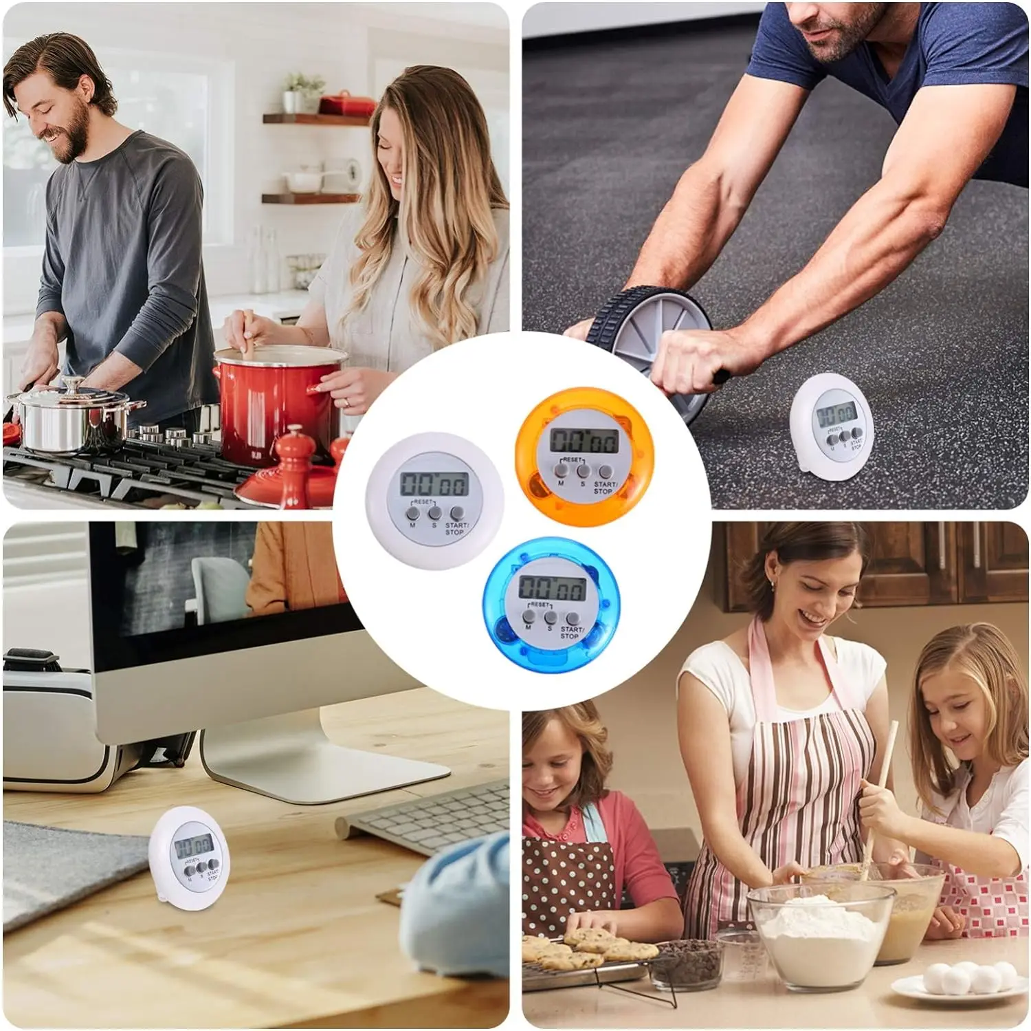 Five Kinds of Color Circular LCD Digital Cooking Counter Reverse Alarm Clock Magnetic Kitchen Countdown Timer