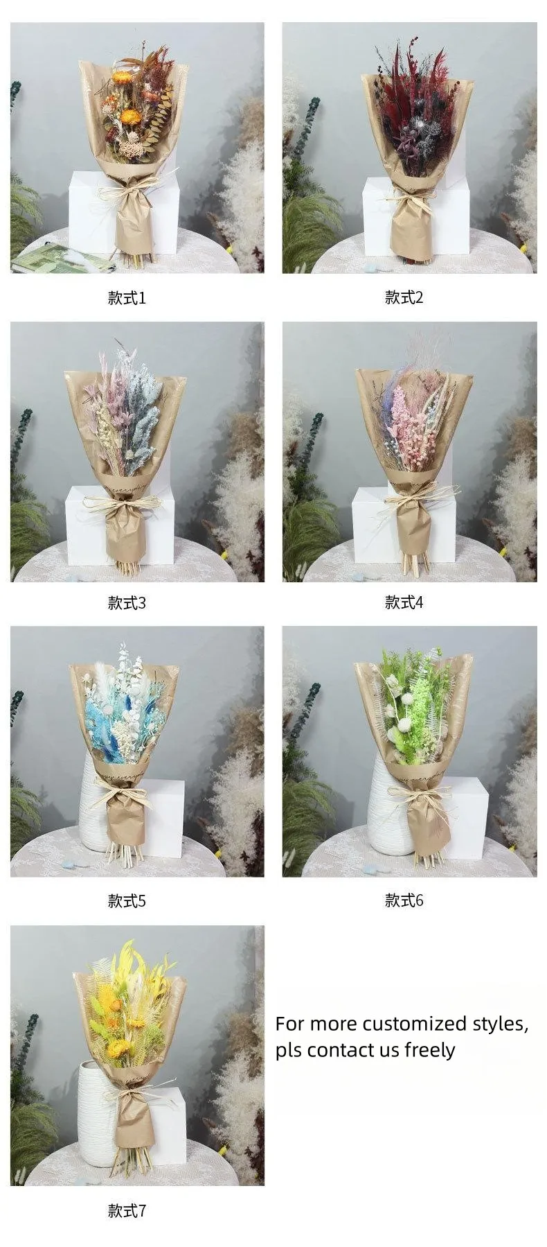 E324 Wholesale Price Dried Flowers Bouquet Dry Flower Valentine Decoration Dried Flower Bouquet