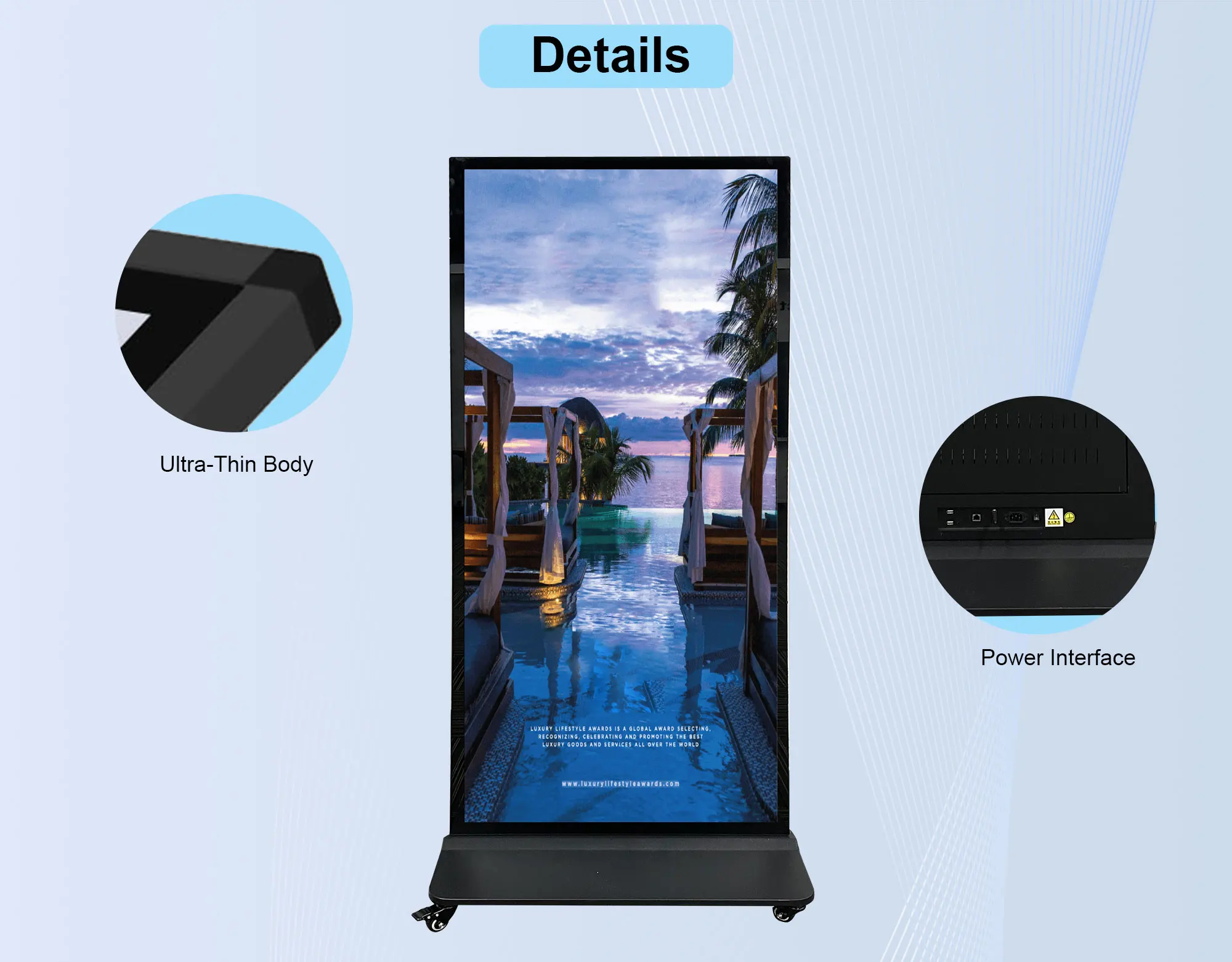 75 Inch Smart Kiosk Digital Signage Totem Floor Standing Touch Screen Kiosk Monitor 4K Indoor Advertising Player