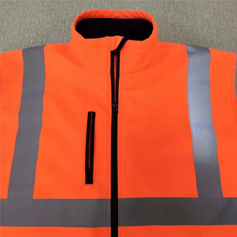Custom Reflector HiVis High Safety Polyester & Polar Fleece Vest Night Construction Protection Zippe