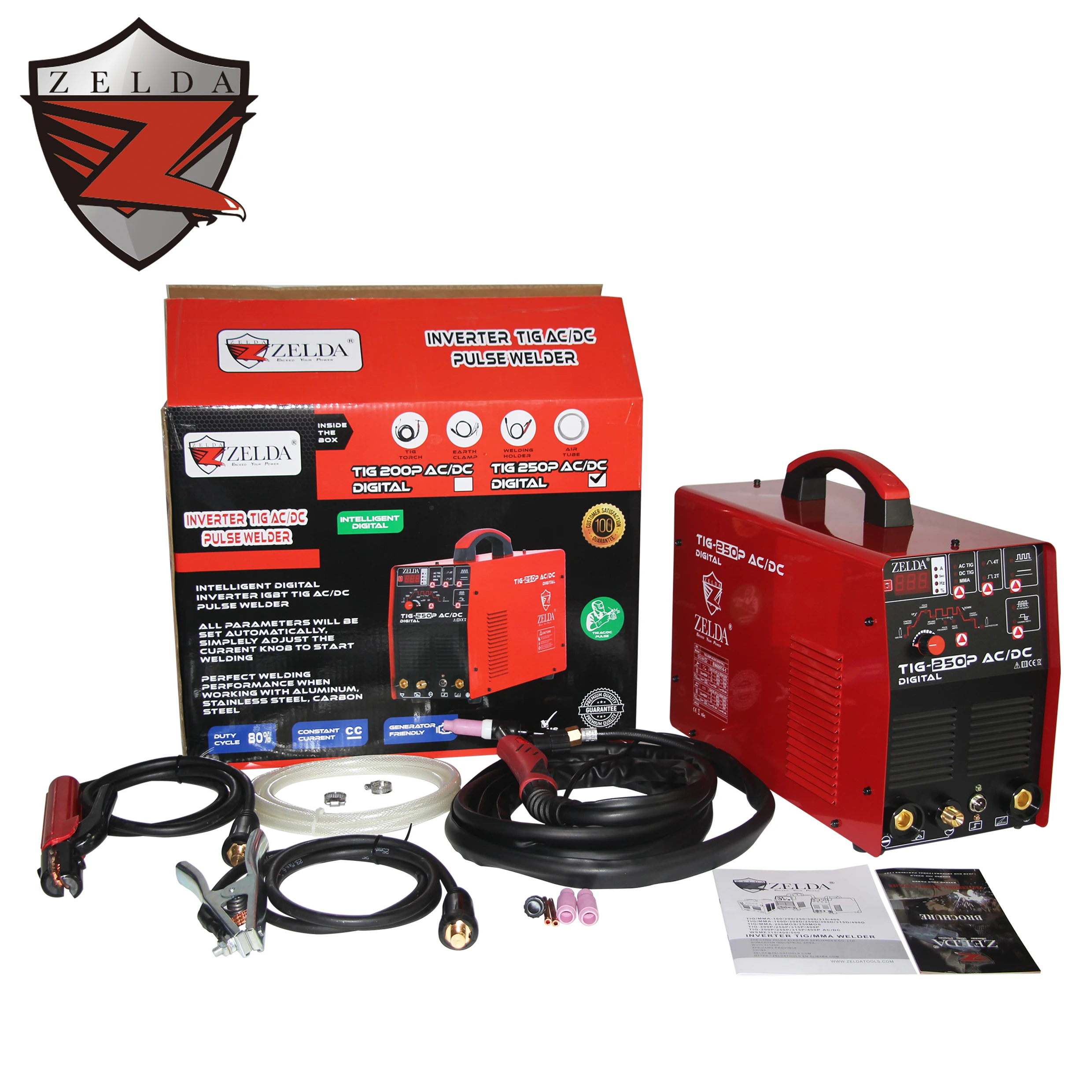 ZELDA Hot Start 3 in 1 Gas Pulse TIG Welding Machine Used Aluminum Stainless Alloy Steel 220v Inverter Ac Dc 2T/4T TIG Welders