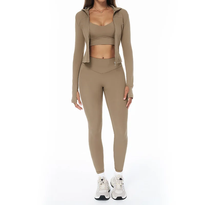 Autumn Winter Solid Breathable Brushed Yoga Set High Waist Hip-Lifting Long Pants Runnin detail