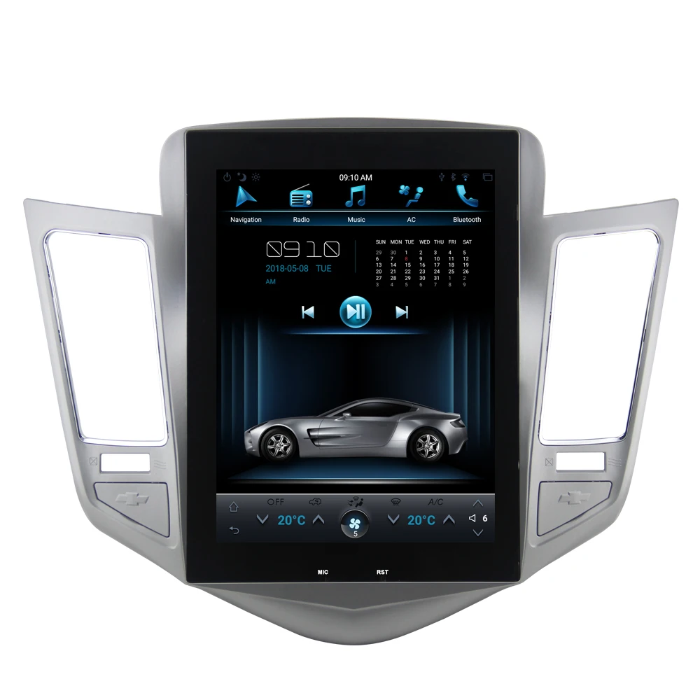 Tesla System Android 12 10.4" Vertical Screen Navigation for chevrolet Cruze Multimedia with Dvd Gps Radio Audio AC Control