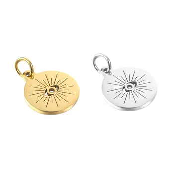 Newest Design Jewelry Stainless Steel Round DISC Shape Hollow Demo Eye Pendant Charm