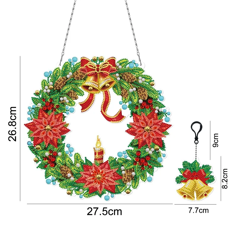 wholesale round flower design led light diamond painting chistmas wreath decorative