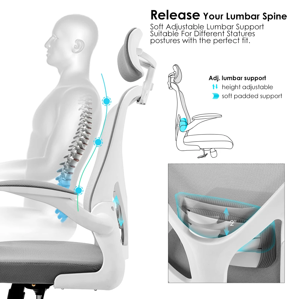 Picture of Executive White PU Armrest Ergonomics Office Mesh Chair