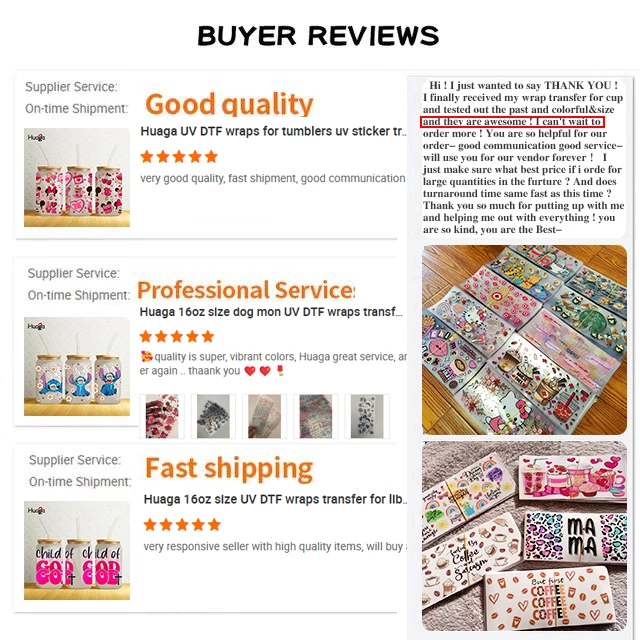 Huaga Factoroy оптовая продажа печать на заказ 3D UV Dtf обертывание для стаканов 16 унций Libbey стеклянные банки пива 24 унции обертывания холодных
