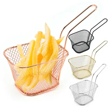 In Stock Mesh French Chip Frying Serving Stainless Steel French Fries Fry Basket