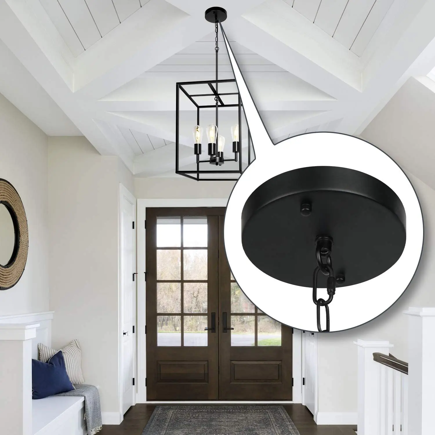 HTRUIYATY E27 Lampade A Sospensione Accessori 1 Metro Regolabile Portalampade A Sospensione Vintage Cavo Porta Lampada Fai-Da-Te per Sala da Pranzo, Soggiorno-D'argento