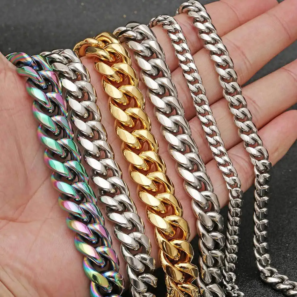 Gold Silver Cuban Link Chain Bracelet Set For Men Oem