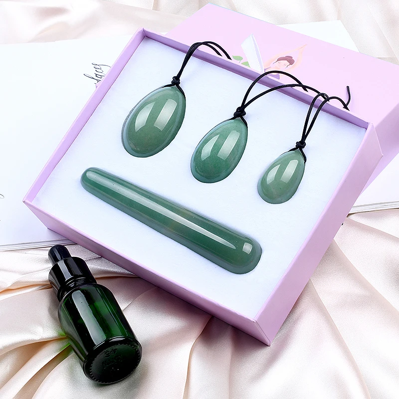 Wholesale Pure Natural Crystal Quartz Yoni Egg Set Rose Quartz Jade Stone Yoni Eggs And Wand Set