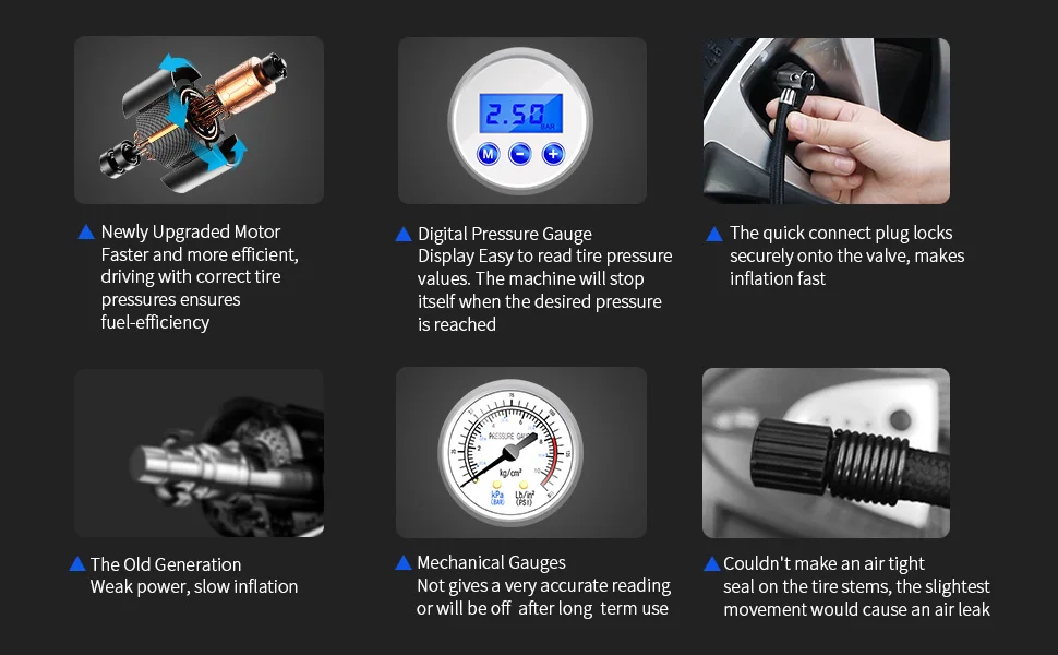 
Портативный насос для автомобильных шин воздушный компрессор насос светодиодный Электрический автомобильный насос для шин с цифровым давлением 