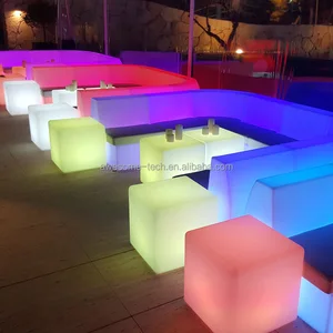 Modern Outdoor Indoor Plastic LED Bar Sofa Chair for Mall & Living Room Events-Water Resistant Durable
