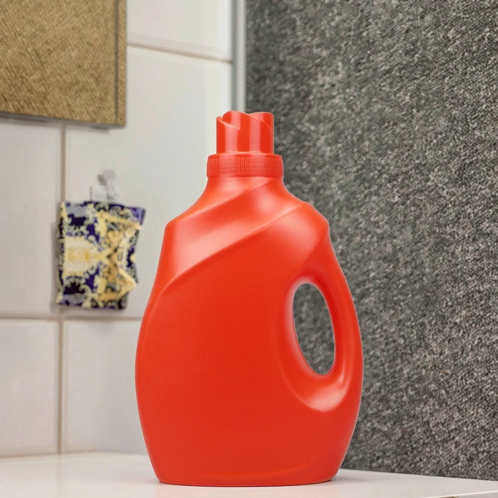 Customizable 2000ml 2L White Red Square Empty HDPE Detergent Plastic Laundry Liquid Packaging Bottles for Liquid Soap