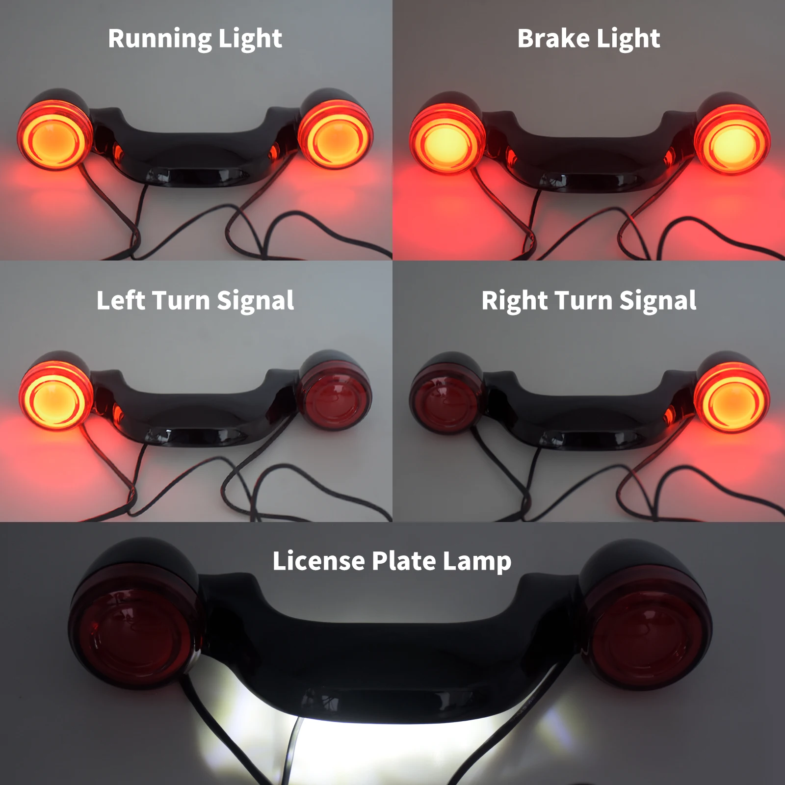 Motorcycle Rear Led Brake License Plate Light Bar Turn Signal License