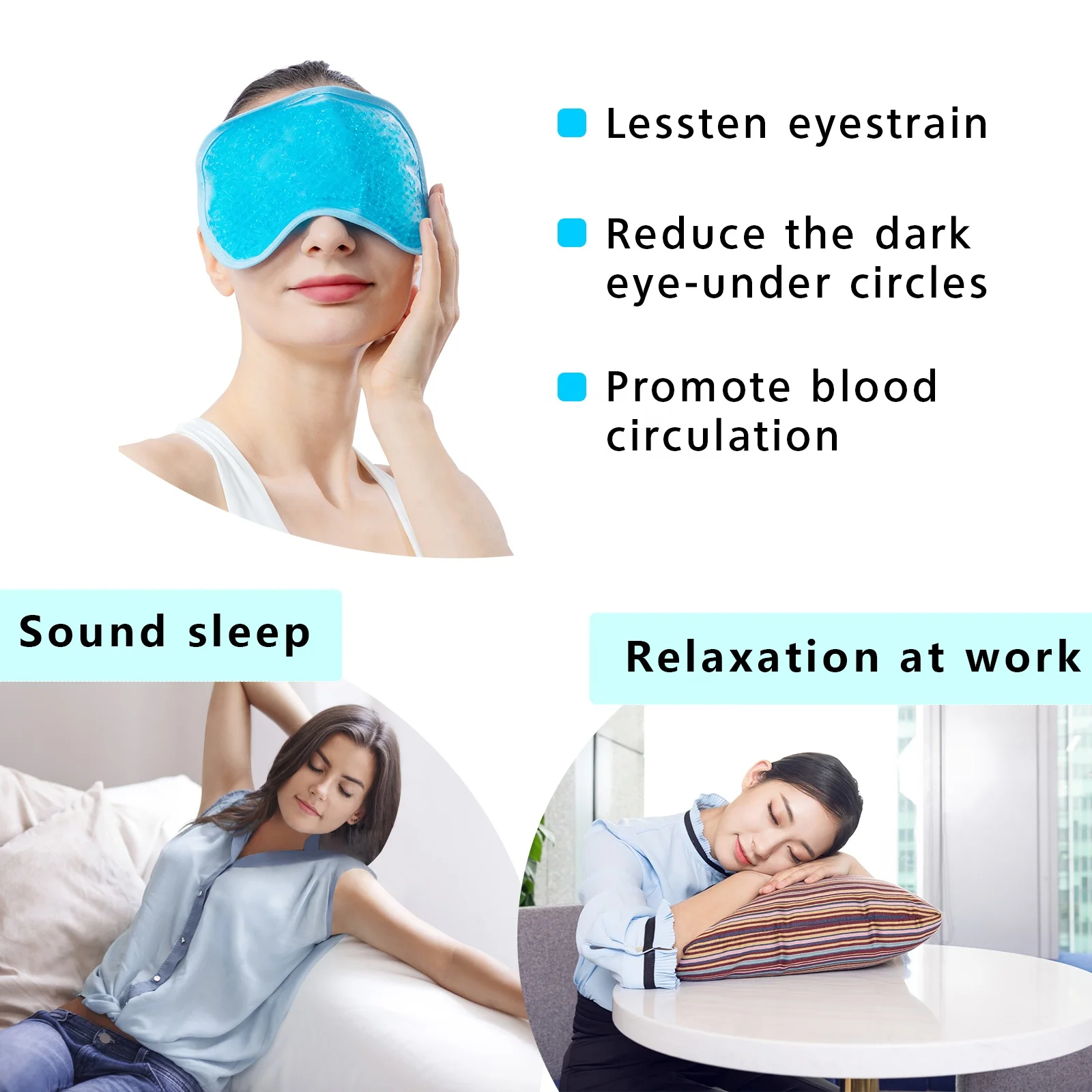 Reusable Gel Ice Beads Eye Mask For Puffy Eyes,Hot And Cold Therapy