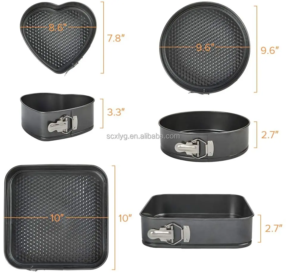 18/20/22cm Non-stick 3pcs Springform Cake Baking Tin Carbon Steel