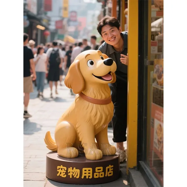 Creative and Interesting Cartoon Sculptures, Pet Store with Cute Cats and Dogs, Decorative Ornaments