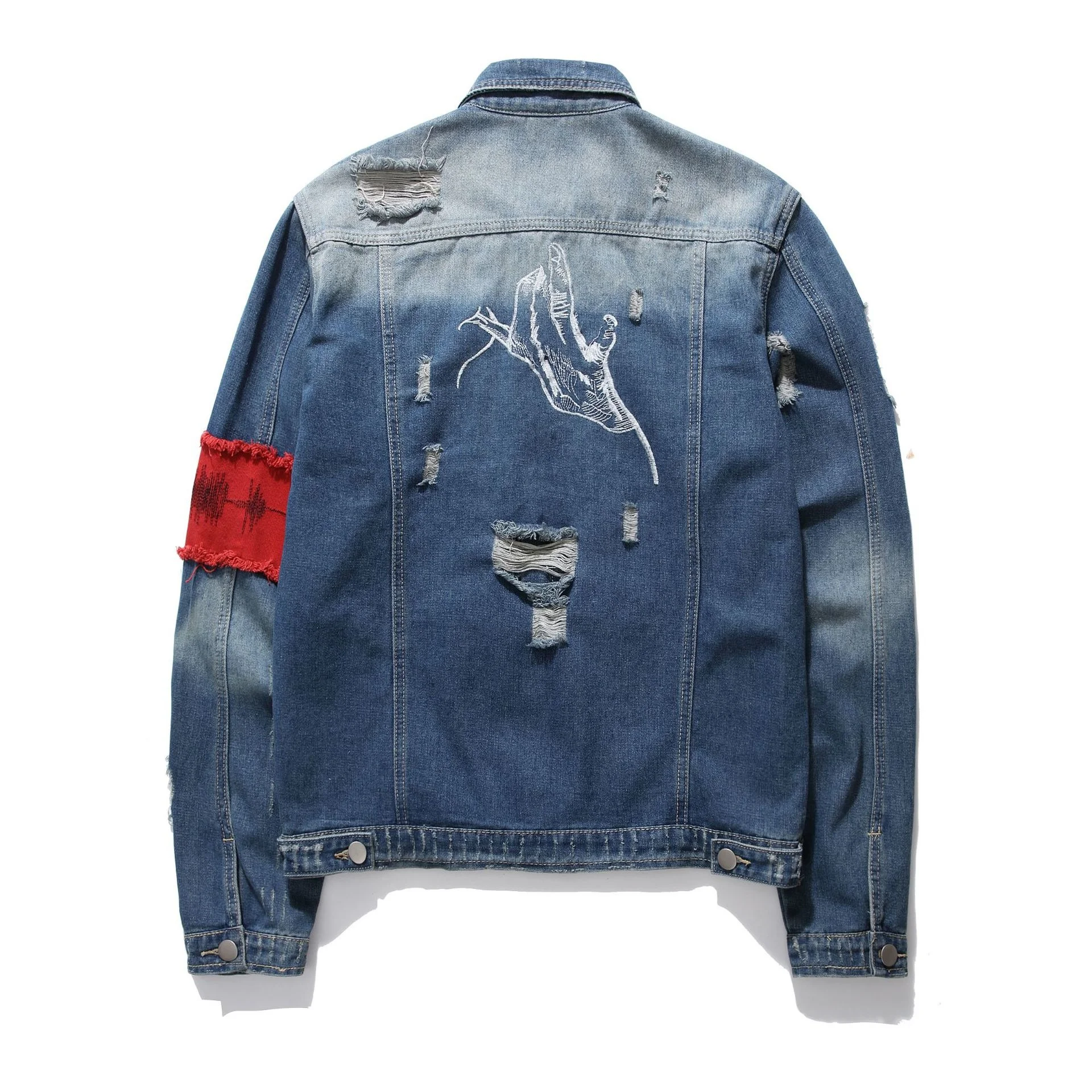 Source Custom logo streetwear mens light blue denim jacket for jeans jacket  on m.