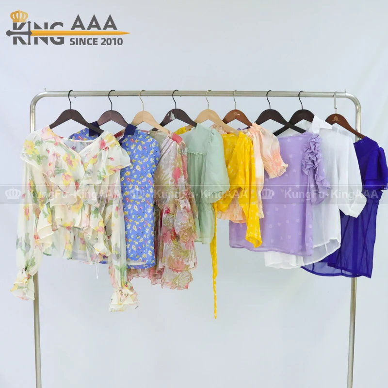 Wholesale Plain Dyed Cotton Blouse Ladies Used Clothing Korea Summer Blouse Women Toys Shirt Used Ssecond Hand Clothes